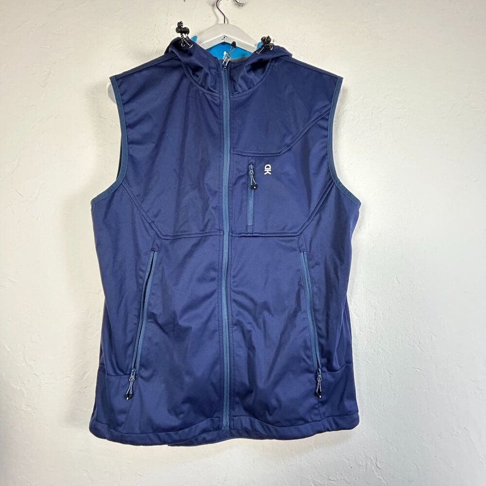 Little Donkey Andy Womens Hooded Vest Ultra Light 4-Way Stretch Blue Large New